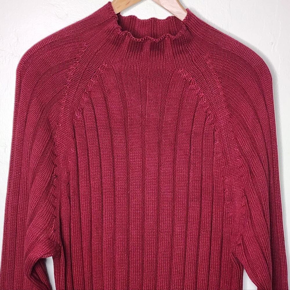 Banana Republic Red Ribbed Mock Neck Sweater Men's Size XL